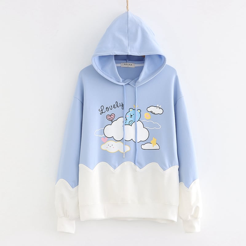 Sudadera Bicolor Azul y Blanca con Estampado Divertido