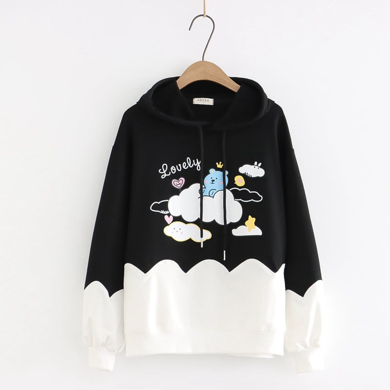Color-blocking Thin Long-sleeved Hooded Sweatshirt