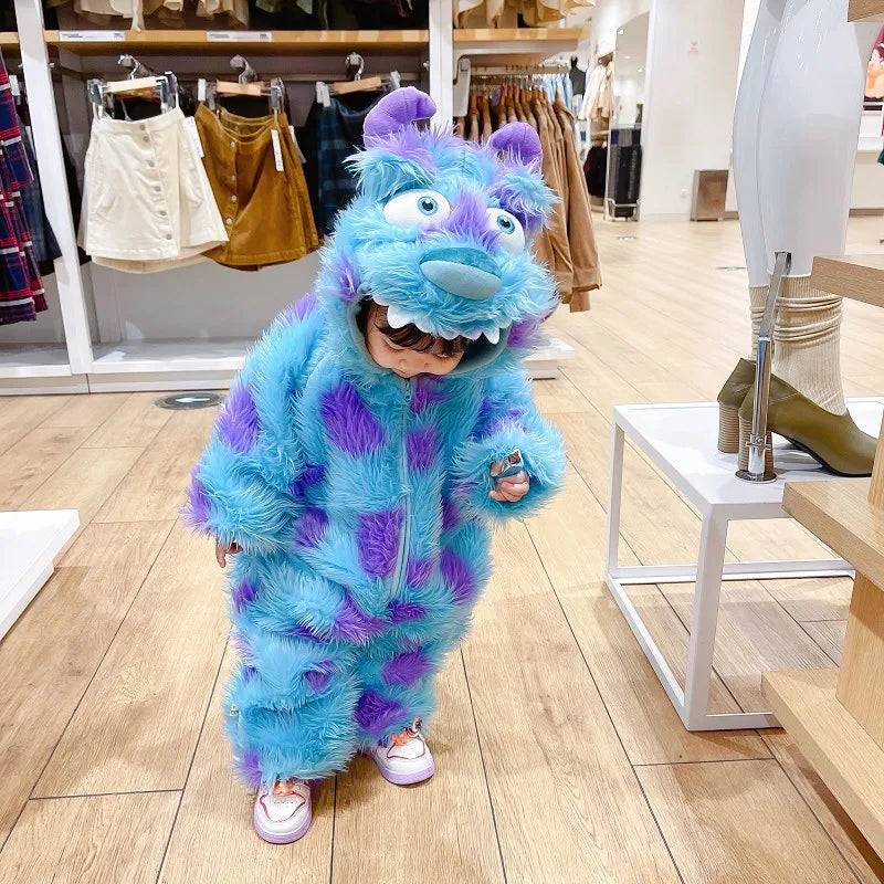 Mono de bebé con estampado de animales y capucha