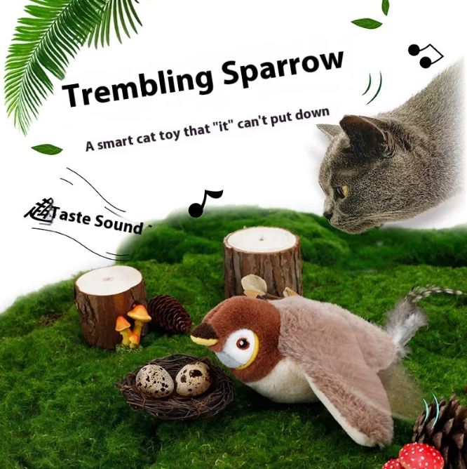 Flapping Bird Cat Toy with lifelike flapping wings