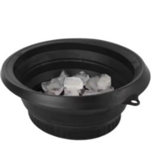 Collapsible Silicone Ice Basin filled with ice for a facial