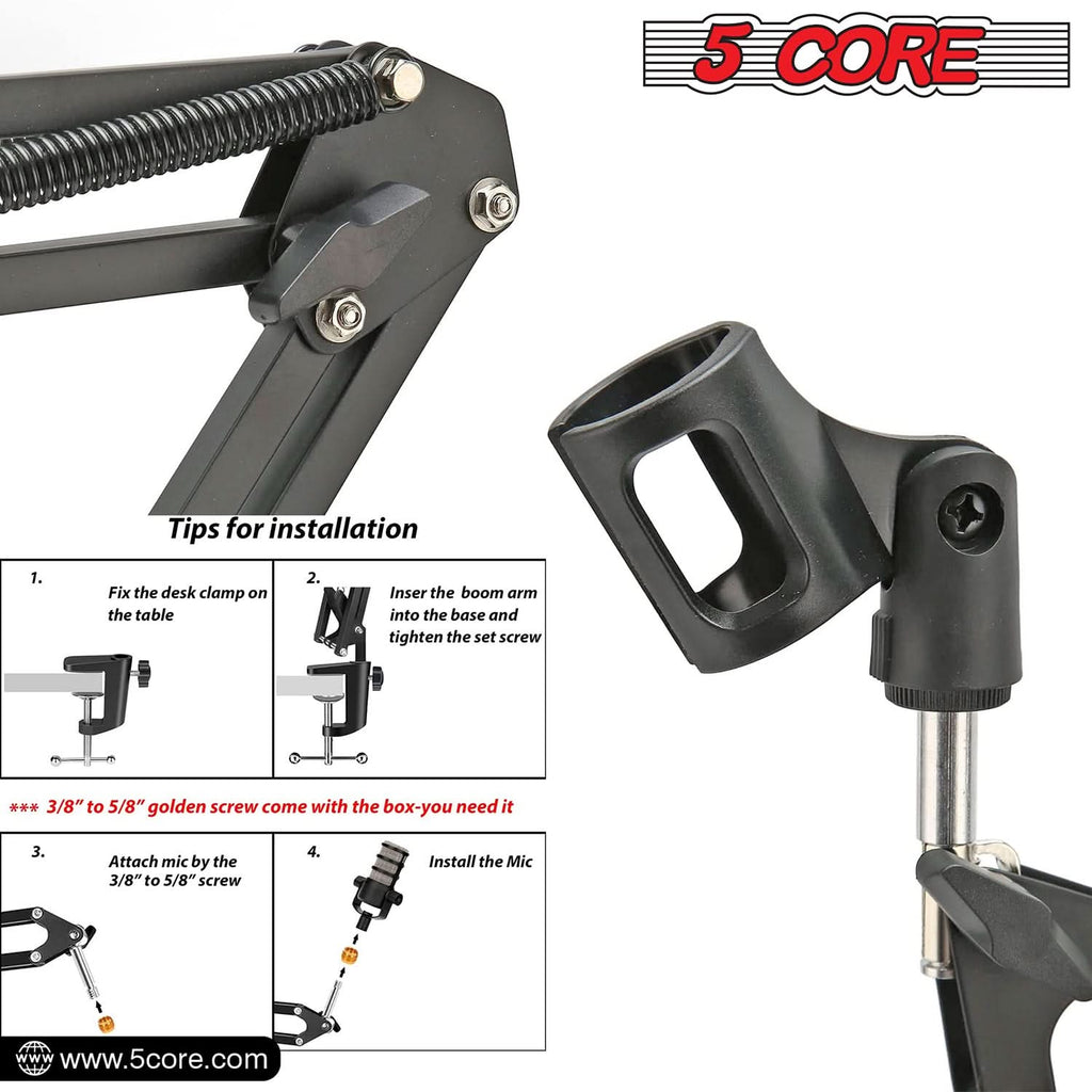 Soporte de Micrófono con Brazo Articulado – Pinza de Mesa Ajustable 360°