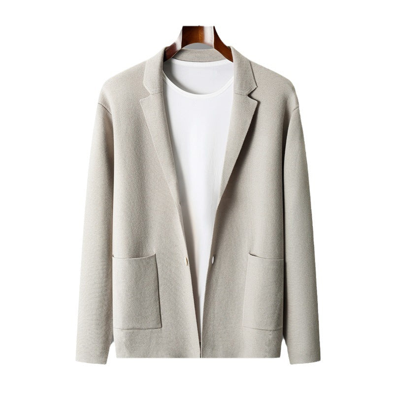 Cárdigan de punto de lana para hombre - Chaqueta de negocios informal