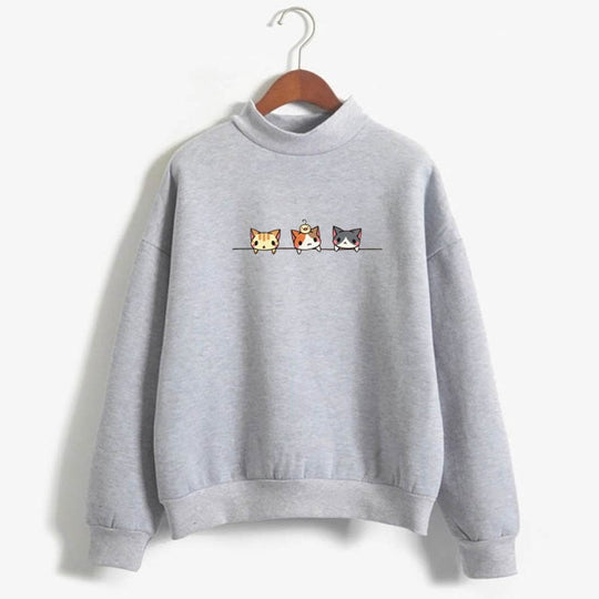 Sudadera de manga larga con estampado de tres gatitos de dibujos animados. 🐱💕