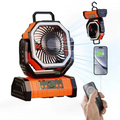 Ventilador de camping con luz LED y batería externa