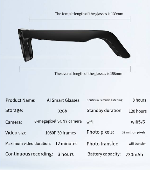 Smart Glasses with AI Camera with sunglass lenses