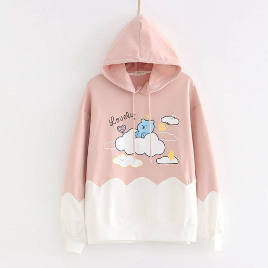 Color-blocking Thin Long-sleeved Hooded Sweatshirt