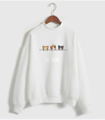 Sudadera de manga larga con estampado de tres gatitos de dibujos animados. 🐱💕