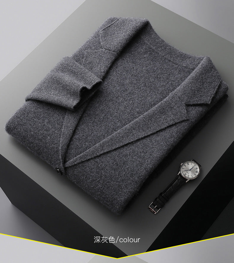 Cárdigan de punto de lana para hombre - Chaqueta de negocios informal