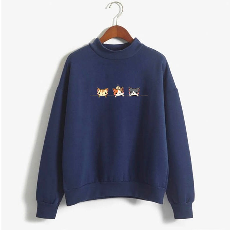 Sudadera de manga larga con estampado de tres gatitos de dibujos animados. 🐱💕