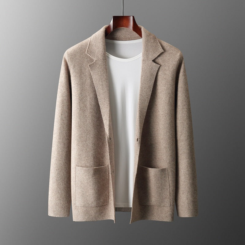 Cárdigan de punto de lana para hombre - Chaqueta de negocios informal