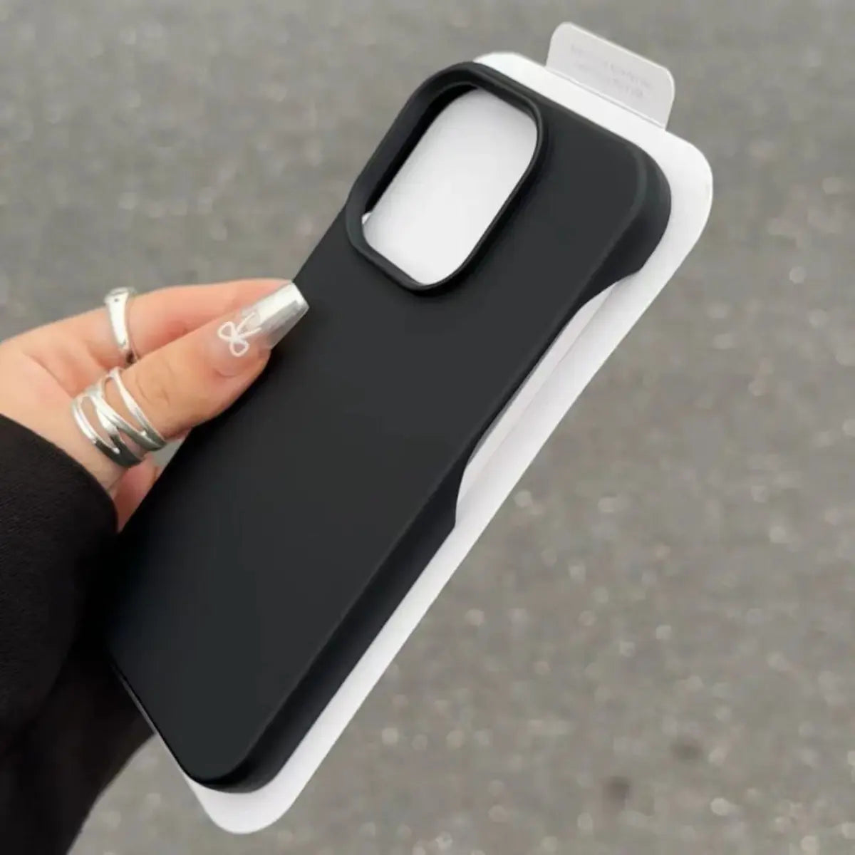 Matte Silicone iPhone Case in off-white on an iPhone