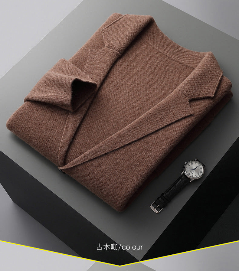 Cárdigan de punto de lana para hombre - Chaqueta de negocios informal