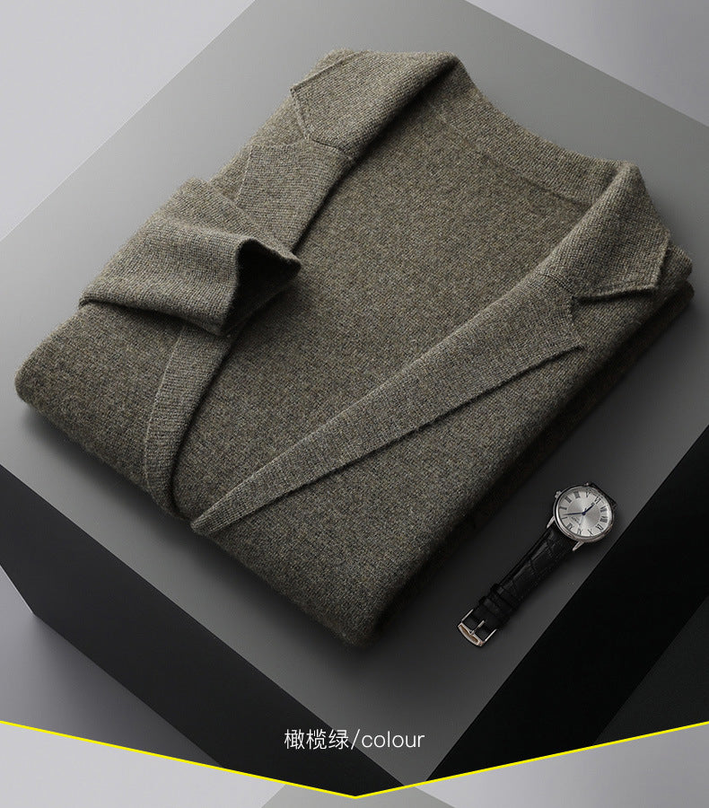 Cárdigan de punto de lana para hombre - Chaqueta de negocios informal